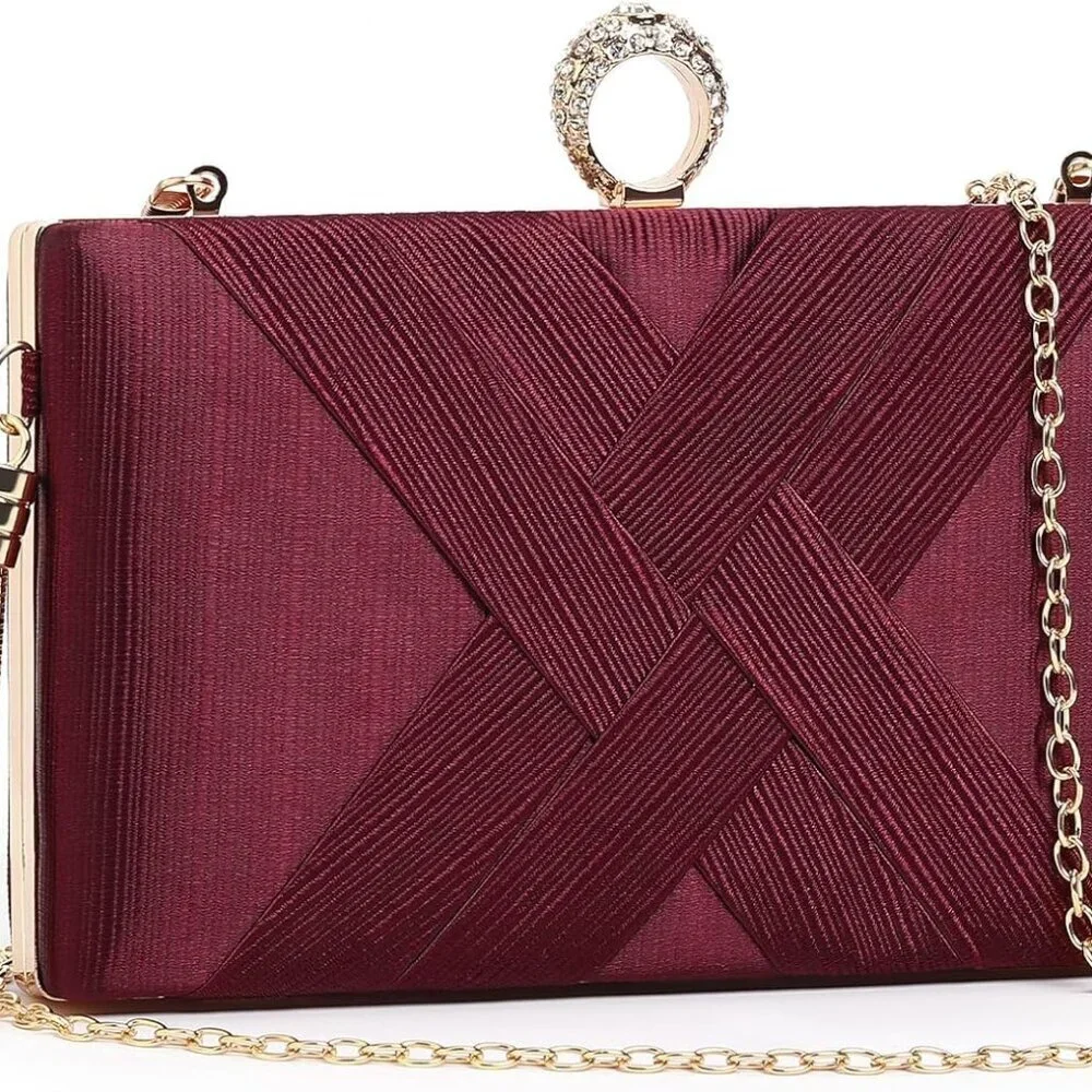 Women Evening Clutch Bag Satin Tassel Crossbody Party Purse